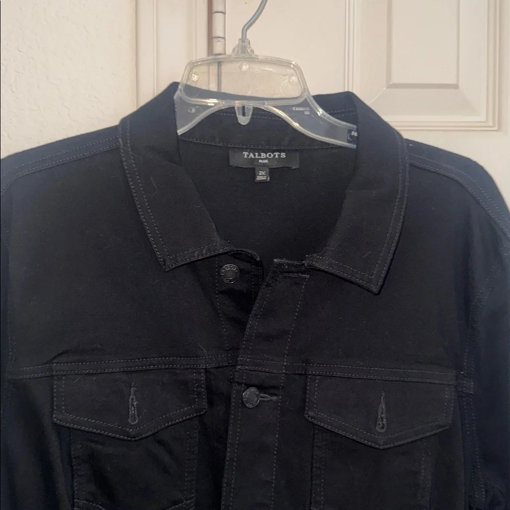 LIKE NEW, Talbots black denim jean jacket. - Picture 3 of 7